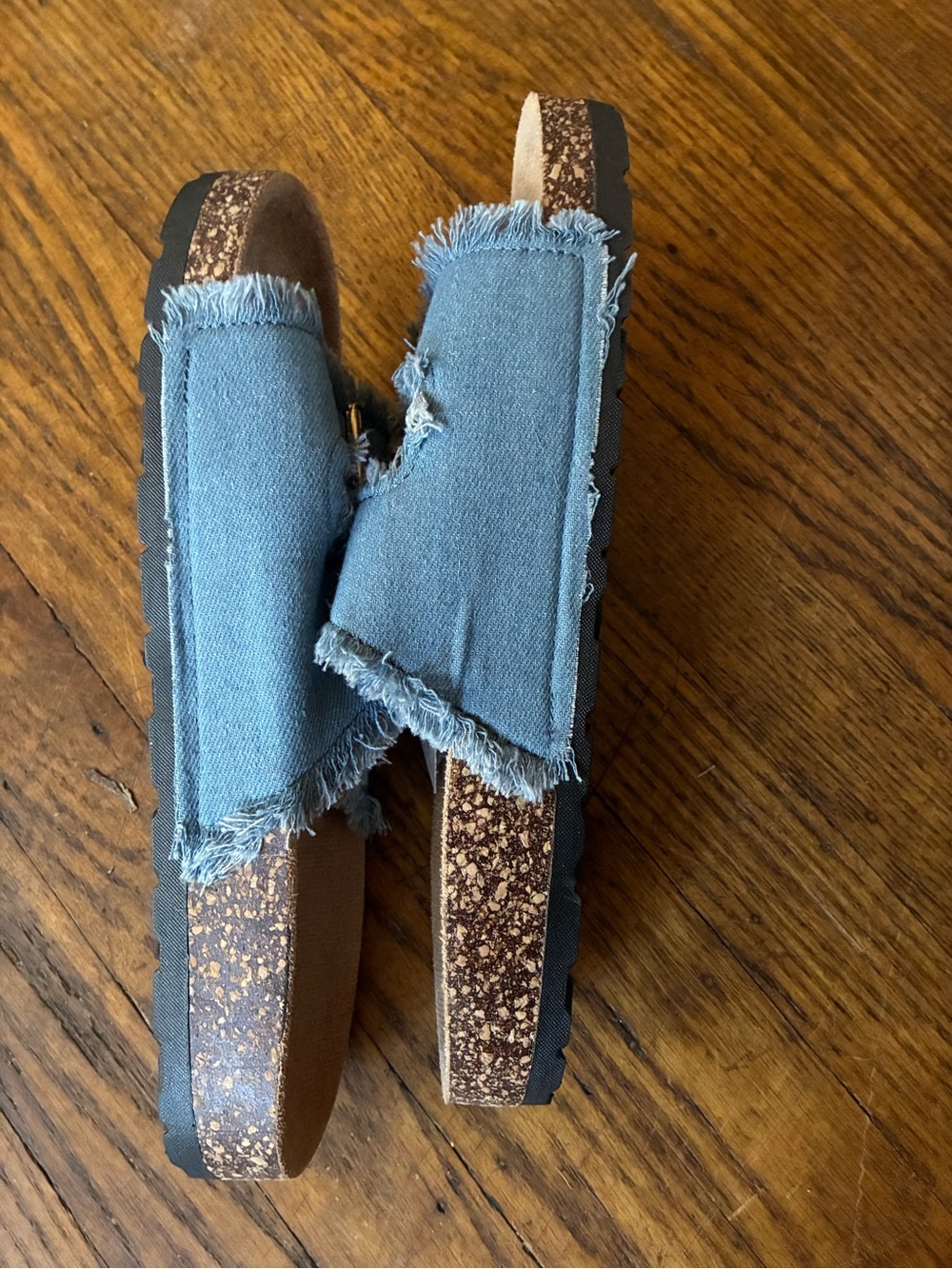Roxoni Women's Blue Denim Double-Buckle Slide Sandals - Picture 4 of 4
